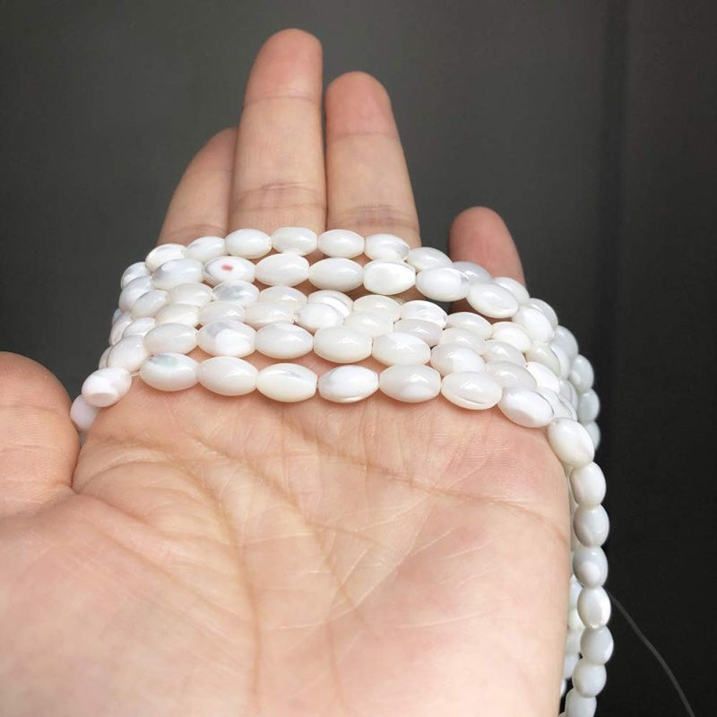 tochispa Rice White Mother of Pearl Shell Beads Loose Gemstone Beads for Jewelry Making Strand 15 Inch(6x9mm) - Image 5